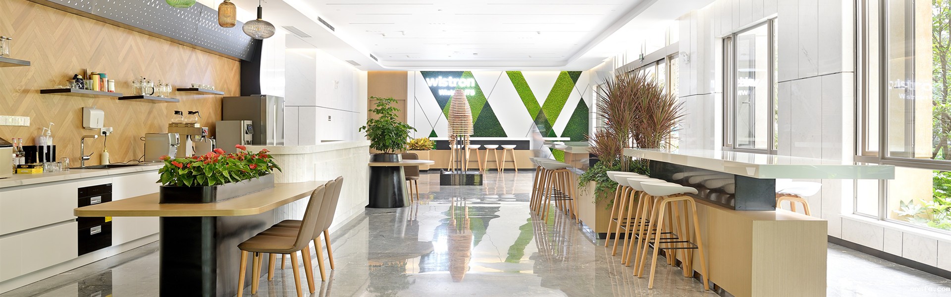 伟德app官方网站为纬创软件设计吧台休闲空间实拍图